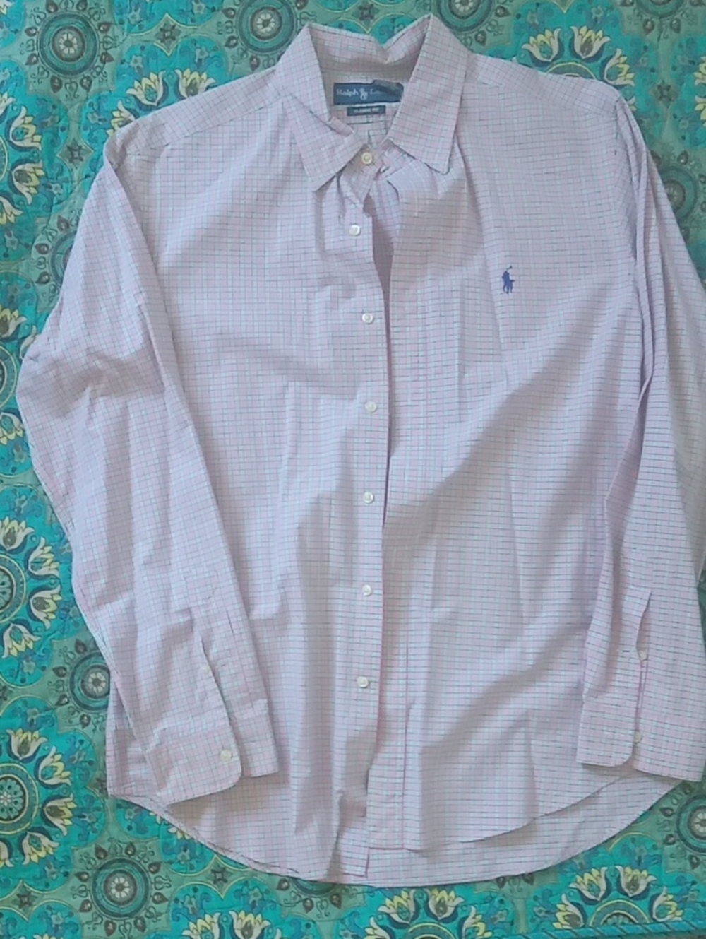 Ralph Lauren Men’s Light Pink Check Long-Sleeve Dress Shirt